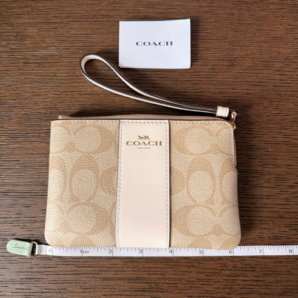 Coach Signature Beige Wristlet